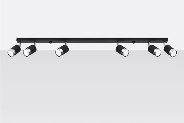 Deckenstrahler Schwarz Chrom 117 cm lang schwenkbar