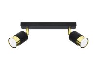 Deckenstrahler Schwarz Gold 30 cm länglich 2-flammig...