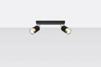 Deckenstrahler Schwarz Gold 30 cm länglich 2-flammig...