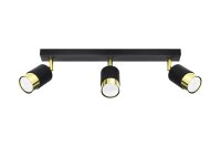 Deckenstrahler Metall Schwarz Gold 3-flammig 45 cm lang