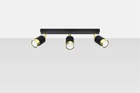 Deckenstrahler Metall Schwarz Gold 3-flammig 45 cm lang