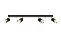 Spot Strahler 4-flammig 81 cm l&auml;nglich Schwarz Gold GU10
