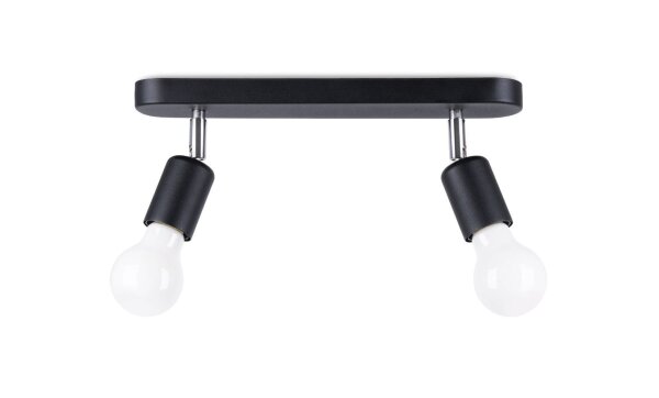 Deckenlampe 2-flammig Schwarz Metall 33 cm lang E27