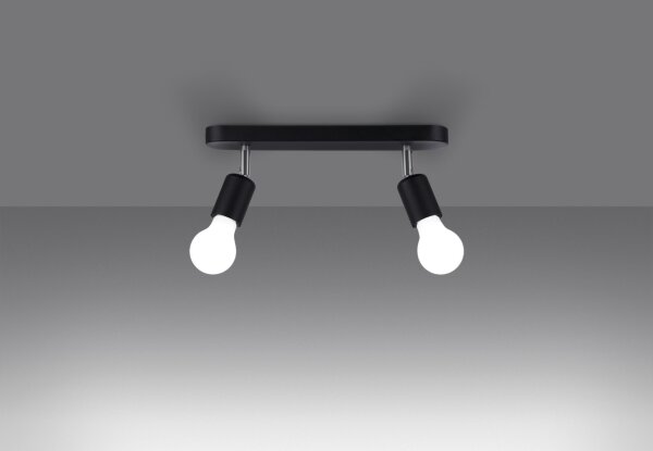 Deckenlampe 2-flammig Schwarz Metall 33 cm lang E27