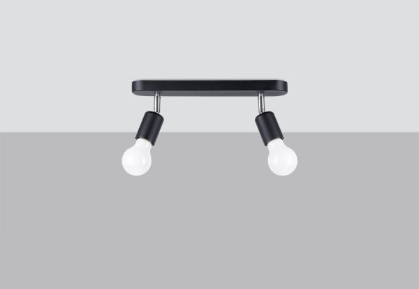 Deckenlampe 2-flammig Schwarz Metall 33 cm lang E27