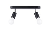 Deckenlampe 2-flammig Schwarz Metall 33 cm lang E27