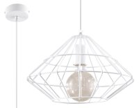 H&auml;ngelampe Wei&szlig; Metall Draht Retro geometrisch E27