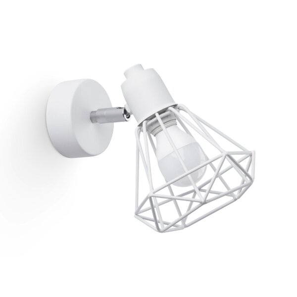 Wandlampe Weiß schwenkbar Draht Schirm E27 Retro