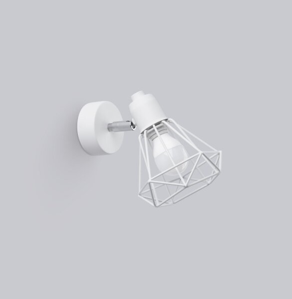 Wandlampe Weiß schwenkbar Draht Schirm E27 Retro