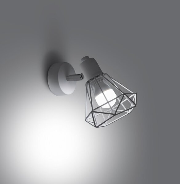 Wandlampe Weiß schwenkbar Draht Schirm E27 Retro