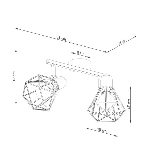 Deckenstrahler Weiß 31 cm lang verstellbar E27 Metall
