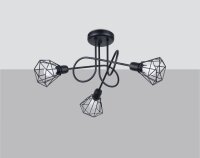 Deckenleuchte Retro Metall Schwarz 48 cm breit 3-flammig