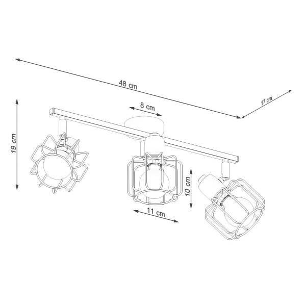 Deckenstrahler Schwarz Metall Retro Design 48 cm lang