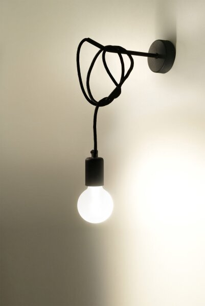 Wandlampe Schwarz verstellbar H: bis 1 m E27