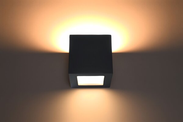 Wandlampe indirekt Up Down Schwarz Keramik eckig klein