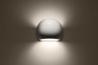 Wandlampe Keramik rund B: 17 cm klein Weiß E27 Up Down