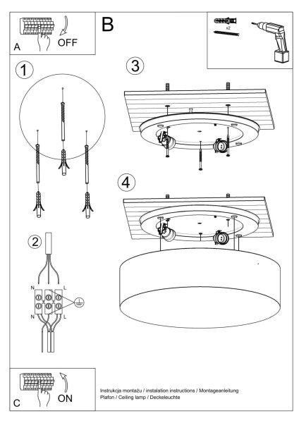 Deckenlampe Weiß rund Ø 55 cm 4x E27 blendarm Modern
