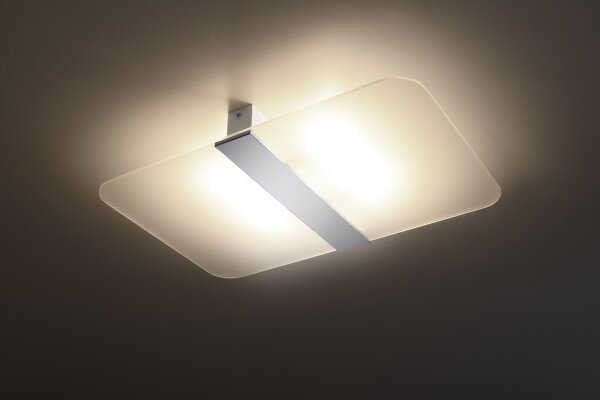 Deckenlampe Weiß Chrom Glas Metall blendarm flach