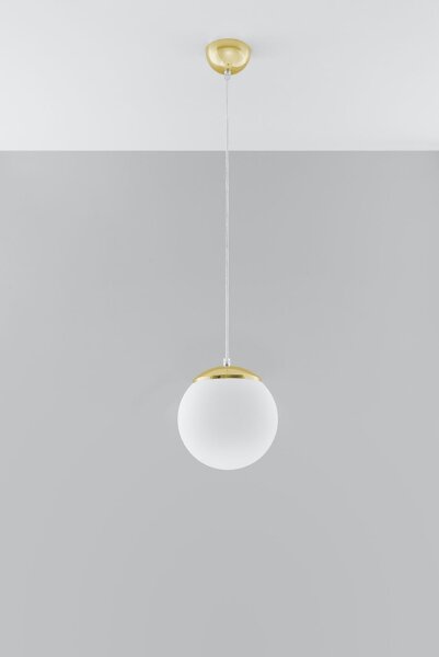 Hängelampe Kugelschirm Ø 20 cm Weiß Gold Glas Metall E27