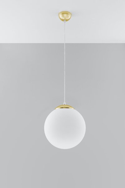 Hängeleuchte Glas Kugel Ø 30 cm E27 Weiß Gold BIANCO