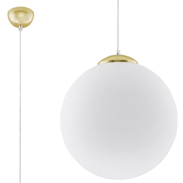 Hängelampe Glas Kugelschirm Ø 40 cm Weiß Gold E27