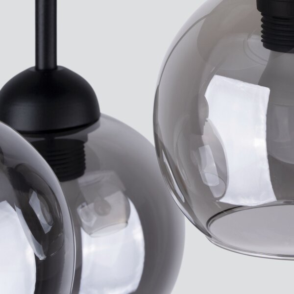 Deckenleuchte Metall Rauchglas 3-flammig Ø 35 cm E27