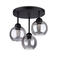 Deckenleuchte Metall Rauchglas 3-flammig &Oslash; 35 cm E27