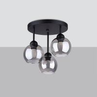 Deckenleuchte Metall Rauchglas 3-flammig Ø 35 cm E27