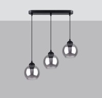 Hängelampe Esstisch Modern Schwarz 3-flammig Rauchglas