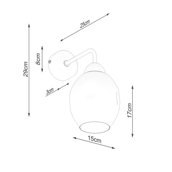Wandleuchte Rauchglas Schwarz E27 dekorativ SEGIN