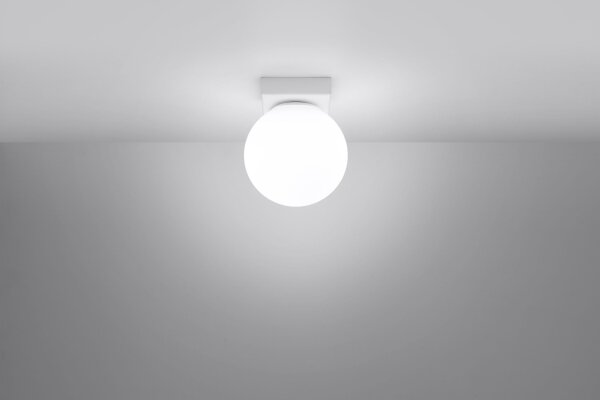 Deckenleuchte Kugelschirm Weiß Glas Metall Ø 12 cm G9