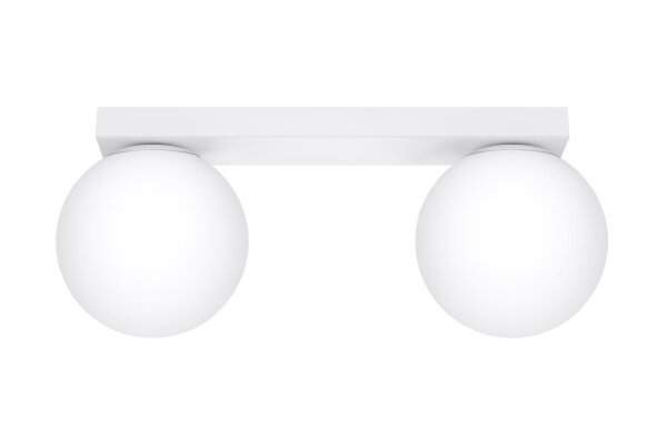 Deckenlampe Glas Metall 34,5 cm 2x G9 Weiß Kugelschirme