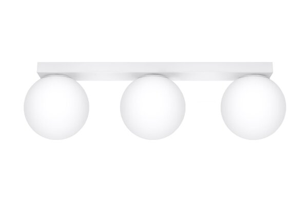 Deckenleuchte Weiß 50 cm lang Glas Metall 3-flammig G9