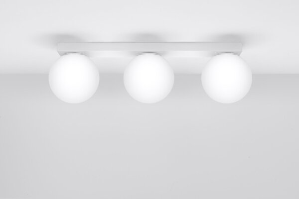 Deckenleuchte Weiß 50 cm lang Glas Metall 3-flammig G9