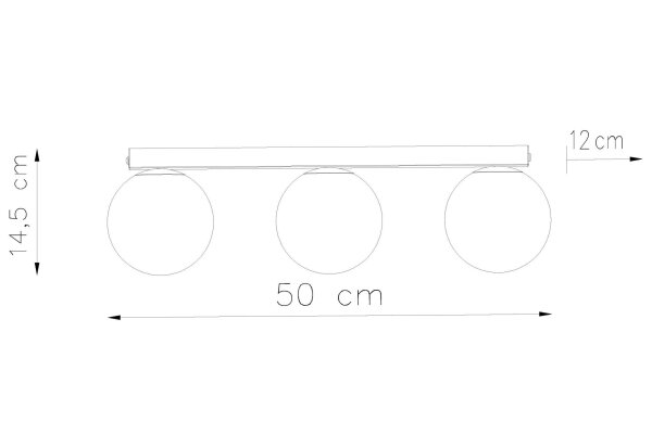 Deckenleuchte Weiß 50 cm lang Glas Metall 3-flammig G9