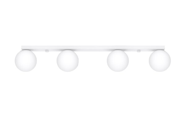 Deckenleuchte Weiß 88 cm lang Glas Metall 4-flammig G9