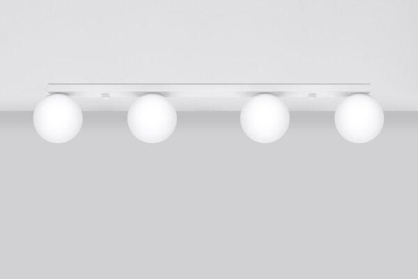 Deckenleuchte Weiß 88 cm lang Glas Metall 4-flammig G9