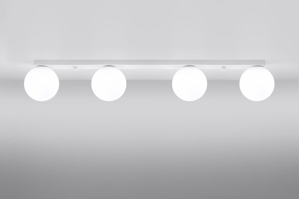Deckenleuchte Weiß 88 cm lang Glas Metall 4-flammig G9