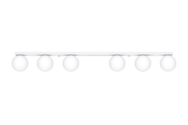 Weiße Deckenleuchte lang 120 cm Glas Metall 6x G9