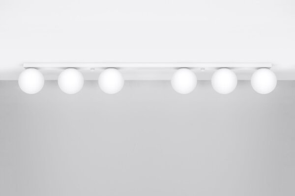Weiße Deckenleuchte lang 120 cm Glas Metall 6x G9
