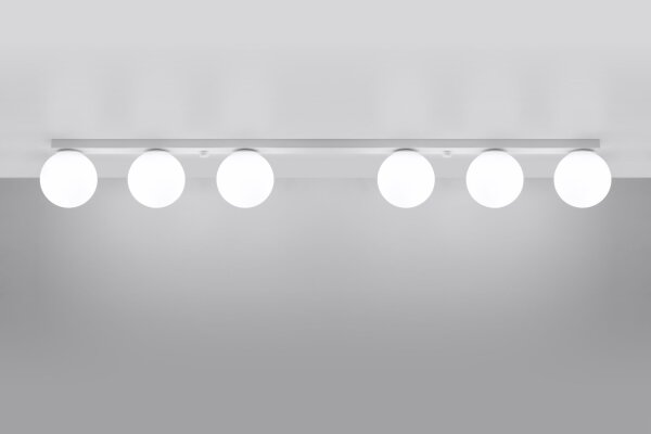Weiße Deckenleuchte lang 120 cm Glas Metall 6x G9