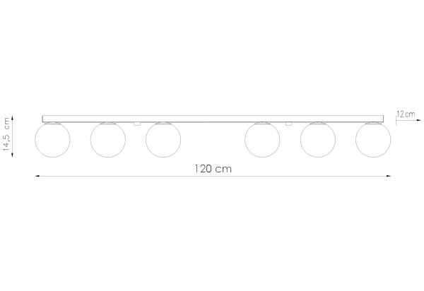 Weiße Deckenleuchte lang 120 cm Glas Metall 6x G9
