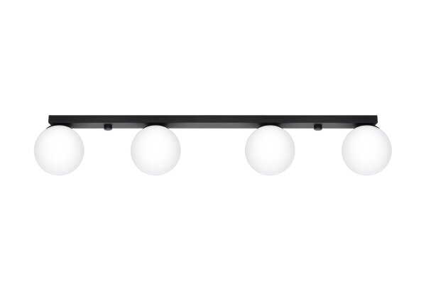 Deckenlampe Glas Metall 88 cm lang Weiß Schwarz 4x G9