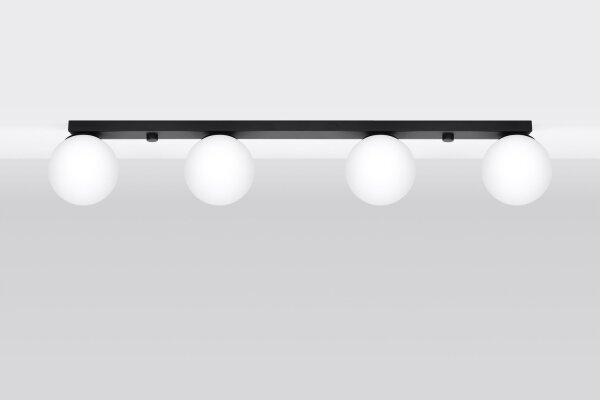 Deckenlampe Glas Metall 88 cm lang Weiß Schwarz 4x G9