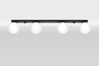 Deckenlampe Glas Metall 88 cm lang Weiß Schwarz 4x G9
