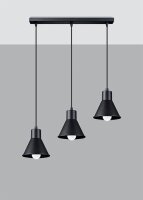 Pendelleuchte Schwarz schmal Retro 3-flammig E27