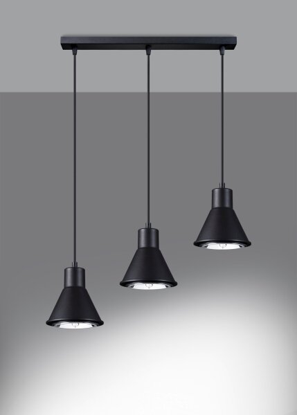 Pendelleuchte 3-flammig Retro ES111 Metall Schwarz