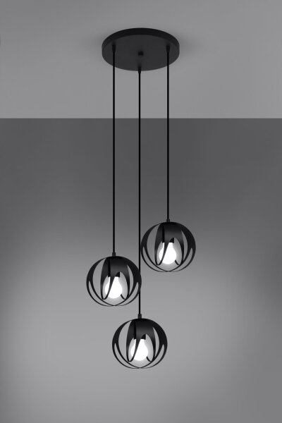 Hängelampe Modern Ø 30 cm Metall 3-flammig E27 Schwarz