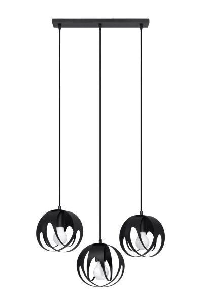 Hängelampe Schwarz Metall 3-flammig verstellbar E27