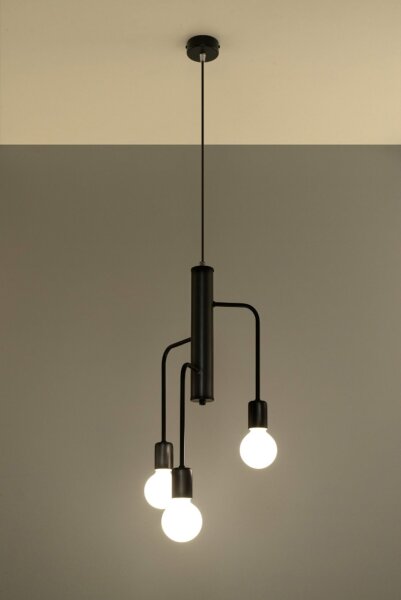 Pendelleuchte Schwarz Metall Retro 3-flammig E27 NERVIA